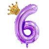grnsce 40 Inch Purple Number 6 Crown Balloons Set, 6th Birthday Balloons for Girls, 6th Wedding Anniversar Celebration Decorative Balloons. (6)