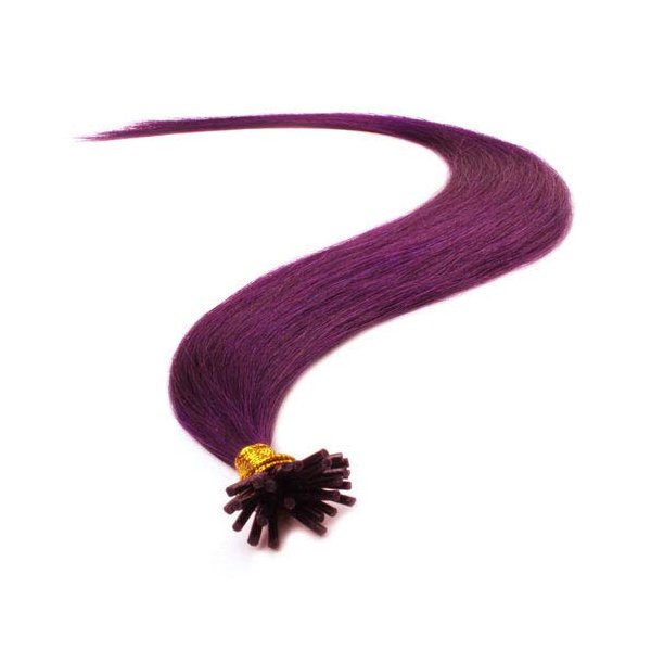 25 Strands Straight Micro Ring Links Locks Beads Keratin Stick I Tip Human Hair Extensions Color # Purple
