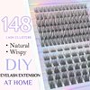 SLSXNL Lash Clusters,Wispy Natural Eyelash Clusters 8-16mm,C Curl Cluster Eyelash Extensions,False Eyelashes Thin Band 148PCS