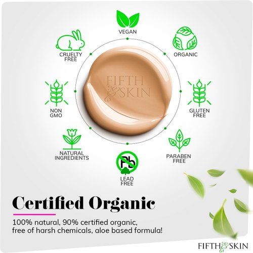 Fifth & Skin: Better’n Ur Skin Liquid Foundation (PORCELAIN) - Natural, Organic, Vegan, Cruelty-Free - Gluten-Free Beauty with Buildable Coverage and Palm-Free Luxury - 1 oz