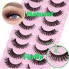 Natural False Eyelashes Wispy Mink Lashes Cat Eye Lashes Pack Fluffy Eyelashes 8 Pairs 14 mm Clear Band DD Curl Strip Fake Eyelashes By TNFVLONEINS