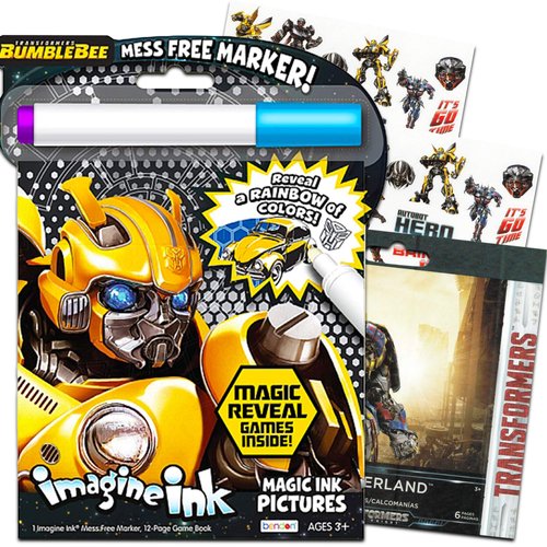 Transformers Imagine Ink Coloring Book Bundle with Stickers (Includes Mess-Free Marker)
