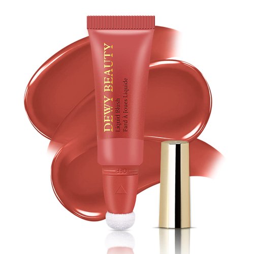 LSxia Liquid Blush Makeup Wand, Cream Liquid Blush with Cushion Applicator For Cheeks Tint, Natural-looking, Glow Dewy Finish, Weightless Blendable Liquid Blush Stick | #105 ARDOUR-Red Brown