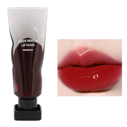 ANGGREK Mini Lip Gloss, Clear Mirror Lip Glaze Black Rich Layering Long Lasting Clear Mirror Elegant Black Lip Gloss Lip Oil for Women Makeup 5g