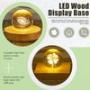 Honoson 2 Pieces Wood Light Display Base Wooden LED Display Base Crystal Glass Base Stand Wood LED Display Stand for 3D Crystal Glass Resin Art (Square, Round)