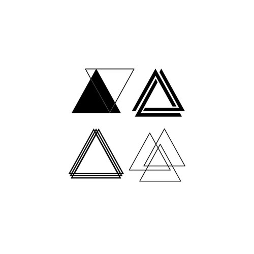 Oottati 2 Sheets Waterproof Small Cute Fake Hand Neck Temporary Tattoos Stickers Minimalist Geometric Shapes Black Triangle