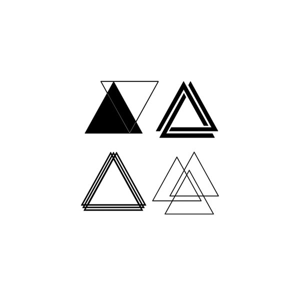 Oottati 2 Sheets Waterproof Small Cute Fake Hand Neck Temporary Tattoos Stickers Minimalist Geometric Shapes Black Triangle