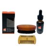 G.B.S Men's 3n1 Grooming Beard Care Kit - Wooden Two Sided Beard and Hair Comb, Travel Boar Hair Beard Brush and 1fl oz Beard Oil Combo Gift Set