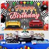 Racing Cars Happy Birthday Decorations Backdrop Banner, Race Car Fast Birthday Party Decorations Photo Background Backdrop for Birthday Party Supplies Boys Children Men Celebration, 63 x 39.4Inch