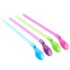OKGD Set of 40 hard plastic Spoon Straws 9 Inch detachable straws kitchen utensil stirring spoon coffee spoon (4 Color)