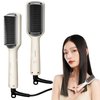CAISIMIKI Hair Straightener Brush, Ring Hair Straightener Comb 5 Temps Straightening Brush for Women Auto-Off Safety | Anti-Scald, 30S Fast Heating & Dual Voltage Home Salon, Beige
