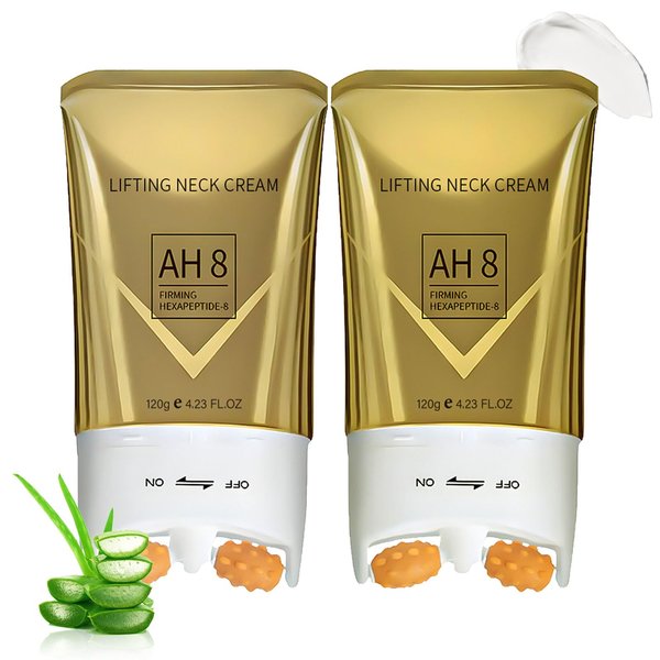 PEAQ SKIN, PEAQ Neck Firming Cream, PEAQ AH-8 Firming Lifting Neck Cream with Roller, Lifting Loose Skin, Smooths Wrinkles & Moisturizing Skin Care (2)