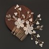 Bridal White Flowers Pearl Rhinestone Handmade Hair Comb Wedding Hair Accessories for Bridesmaids women