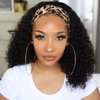 Ubetta Curly Headband Wigs Human Hair Glueless None Lace Front Wigs for Black Women Deep Wavy Brazilian Virgin Remy Human Hair Machine Made Wigs with Headband Attached 22 Inch 150% Density