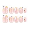 Press on Nails Short Square Fake Nails Glossy False Nails with French Tip Flowers Press ons Designs Acrylic Nails Press on Artificial Nails Stick on Nails For Women Girls 24Pcs