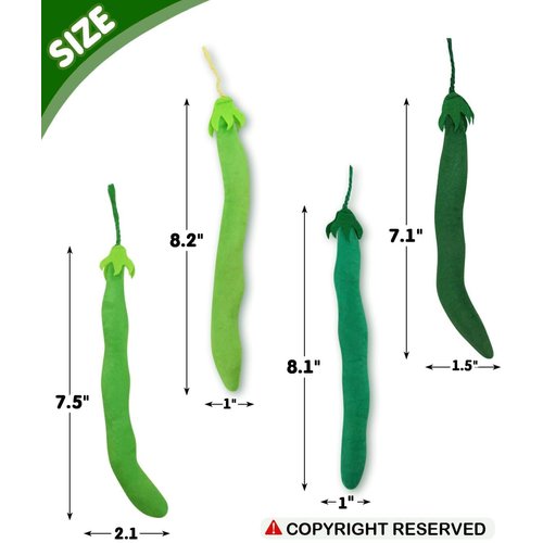 CiyvoLyeen Catnip Toy, Green Bean Cat Toys Kitten Supplies Interactive Kicker Vegetables Vegan Dental Health Teething Chew Gift for Cat Lovers Indoor 4PCS