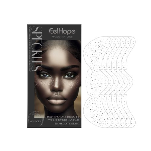 12PCS Glitter Stardust Fake Freckle Patch Waterproof, Glitter Freckle Facial Tattoo Stickers, Sparkle Makeup Patches - Glitter Makeup Accessories for Halloween,Christmas & Carnival Parties(Silver)