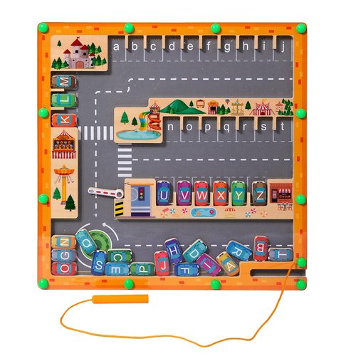 DLAGOMLIFE Magnetic Alphabet Maze Letter Puzzle,Wooden Puzzle Activity Board, Learning Letter Educational Matching Toys Gifts for Preschool Sensory Activities for Toddlers