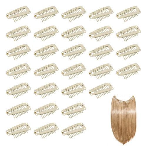 Dreamlover Wig Clips, Hair Extension Clips, Wig Clips to Secure Wig, 10 Teeth, Beige, 30 Pieces