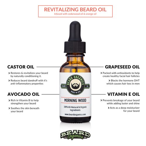 Beard Organics Morning Wood Beard Oil | Cedarwood & Orange Scent