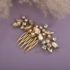 Teyglen Champagne Rhinestone Bridal Side Comb Crystal Bride Wedding Hair Comb Sparkly Hair Accessories Rhinestone Headpiece for Women Hair Piece (Champagne)