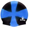 Water Gear Jazz Silicone Swim Cap - Flexible Unisex - Great for Short and Long Hair - Improve Your Performance (X-BLUE/BLACK, One Size)