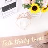 YARIEW 30th Birthday Decorations 30th Birthday Headband + 30 Talk Thirty To Me Birthday Sash + Pearl Pin Set, 30th Birthday Sash and Tiara for Women, 30th Birthday Gifts for Women