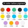 AYCOS 14 Colors 1 oz Tattoo Ink Tattoo Ink Set Color Ink- with Microknife Paint and UV Tattoo Ink - Tattoo Supplies - for Body Tattooing and Art Painting