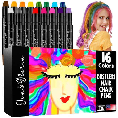 Jim&Gloria Hair Chalk For Girls, Temporary Hair Color Makeup Kit Gifts for Kids, Washable and Safe Hair Dye, Teen Girls Trendy Stuff, Things for Halloween Age 7 8 9 10 11 12 13 14 + Years Old Toy