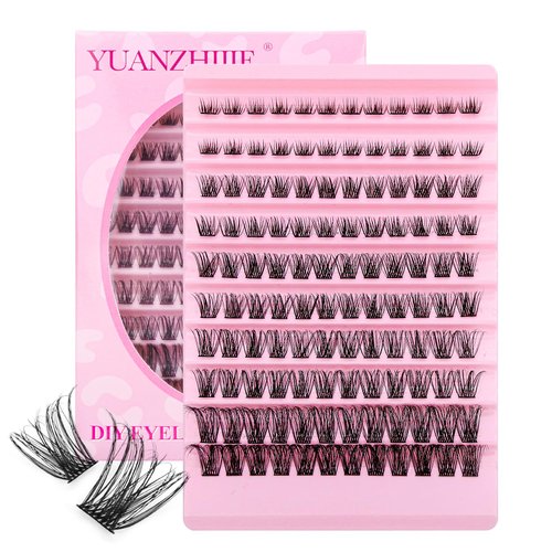 Diy Lash Extension 3D Effect DIY Lash Extension Natural Lash Clusters D Curl 8-16mm Mix Length Natural Look Mixed Tray Eyelash Extension (0.07-D-Kit61)