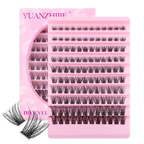 Diy Lash Extension 3D Effect DIY Lash Extension Natural Lash Clusters D Curl 8-16mm Mix Length Natural Look Mixed Tray Eyelash Extension (0.07-D-Kit61)