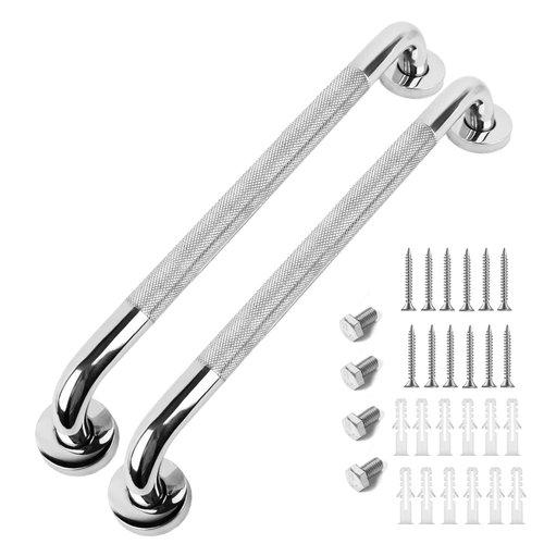 2 Pack 21 Inch Anti-Slip Bathroom Grab Bar, LONVICHTT Stainless Steel Shower Handle, Knurled Safety Hand Rail, Support Balance Armrest, Elderly, Pregnant, Children, Handicap Senior Assist Bath Handle