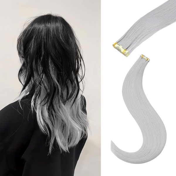 24 Inch Tape in Hair Extensions, 20pcs Invisible Tape in Hair extensions Synthetic Hair Tape in Extensions Colored Hair Extensions Tape Ins Long Straight Natural Soft Hair Party Highlights Hair (03)