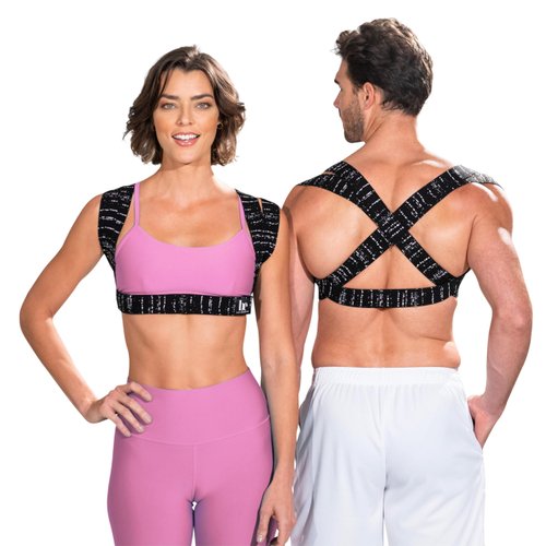 BackEmbrace Posture Corrector for Women and Men - Made in USA - Slim and Adjustable Shoulder Brace - Back Brace for Back Pain Relief - Black Drizzle XS/S