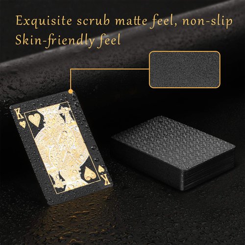 Zayvor 3 Decks Playing Cards Foil Poker Cards Deck of Cards 24K Gold Diamond Foil Poker Cards Waterproof Plastic Cards with Gift Box,Game Tools for Family Game Party- Cool Black, Gold and Rose Gold