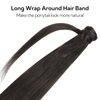 HOTBANANA Ponytail Extension, 22 Inch Ponytail Extension Human Hair Clip in Wrap Around Ponytail Hair Piece Dark Brown Long Straight Remy Human Hair Extension 90g