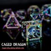 RULE DICE 7pcs Captive Magic Dragon Metal D& D Dice Set, Unique Design, Fantastical Hollow Polyhedral DND Metal Dice, Suitable for Role Playing Games Dungeons and Dragons D&D Dice Set (Rainbow)