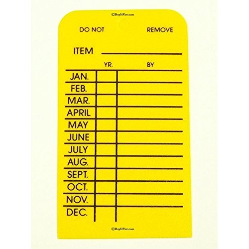 Fire Extinguisher Monthly Tag Yellow Plastic 25 Pack