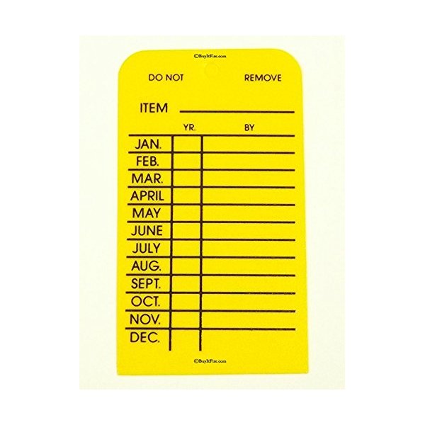 Fire Extinguisher Monthly Tag Yellow Plastic 25 Pack