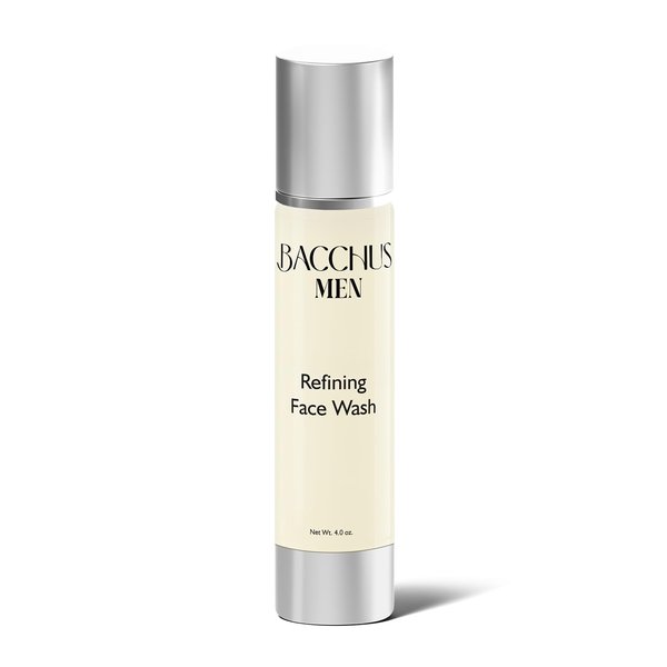 Bacchus Refining Face Wash for Men, Natural and Organic Rich Foaming Daily Facial Cleanser Formulated with Olive Oil, Orange Peel Extract and Tea Tree Oil | Made In USA | 4 oz