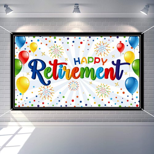 Retirement Banner Retirement Party Decorations Colorful Retirement Banner Giant Retirement Backdrop Photography Photo Shoot Background for Retirement Theme Party Supplies
