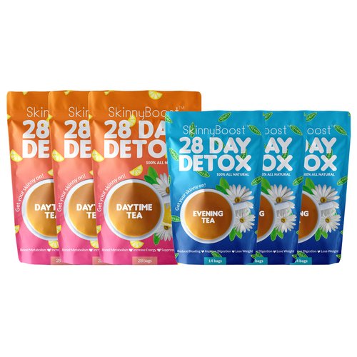 28 Day Detox Tea Kit (3 PACK) 3 Daytime Teas, 3 Evening Detox Teas Non GMO, Vegan, All Natural De...