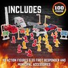 Fireman Action Figure Toys - 100pc Firefighter Figurines Playset Includes Firemen, Firetrucks, Ambulances, Rescue Boats & More - Great for Pretend Play & Dioramas- Xmas Gifts for Kids & Collectors