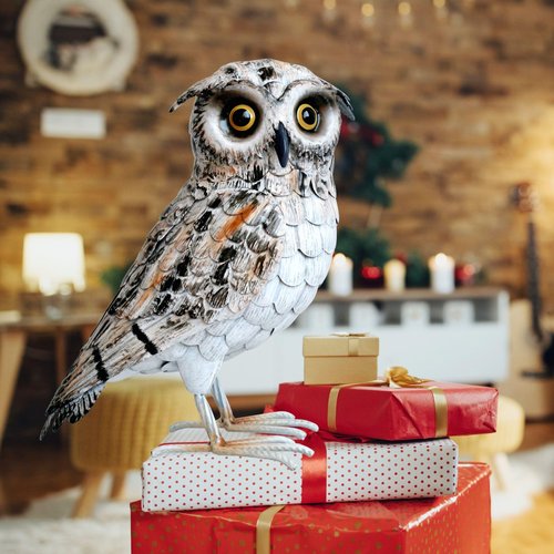 Shorayn Garden Metal Owl Statue Yard Art Outdoor Decor for Patio Lawn Decoration Great Gifts