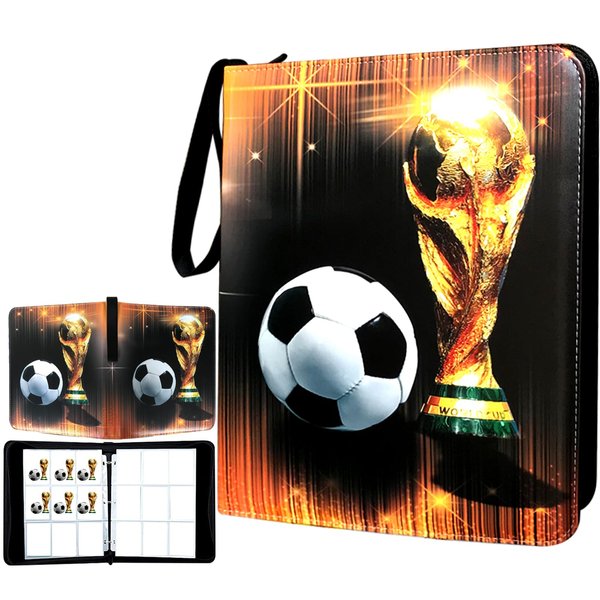 Trading Card Binder 900 Pockets, Soccer Card Binder Holder with 50 Removable Sleeves Fits 900 Sport Cards, Soccer Card Gifts Collector Album with Zipper Storage Display Case