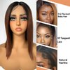 SOKU Ombre Brown Lace Front Wigs 12 Inch Synthetic Bob Wigs with Baby Hair Short Straight Lace Front Wigs Pre Plucked Heat Resistant Fiber Hair for Women