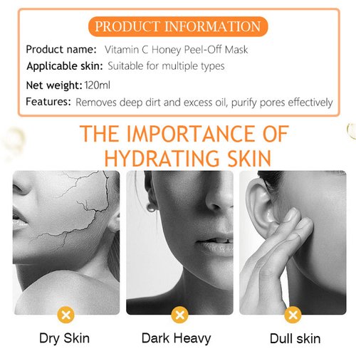 AICHUN BEAUTY Peel-Off Facial Mask Deep Cleansing Oil & Dirt Pores Face Skin Recover Vitamin A & E 120ml/4.05fl.oz (VITAMIN C HONEY PEEL-OFF MASK)