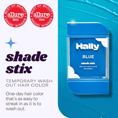 Hally Hair Temporary Hair Color, Shade Stix (Blue) - 12 ml Washable Hair Chalk for Kids, Teens & Adults - One Day Pop of Color Hair Dye for Festivals, Sporting Events & Parties, All Hair Types