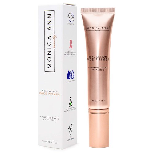 Monica Ann Beauty Dual-Action Face Primer - 15 mL | Hydrating Makeup Primer With Vitamin C & Hyaluronic Acid | Smoothing Translucent Matte Pore Minimizer | Foundation Primer For Any Skin Tone