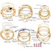 17IF 25 PCS(6 Pack) Dainty Boho Gold Chain Bracelets Set for Women Girls Stackable Chunky Multipack Layered Bangles Adjustable Flat Cuff Cuban Punk Charm Bracelet Bundle Jewelry